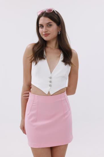 FundacshoosesXGenıus Kadın Pensli Etek İç Göstermez Lamineli Kadın Etek KADIN-ETEK-Pembe