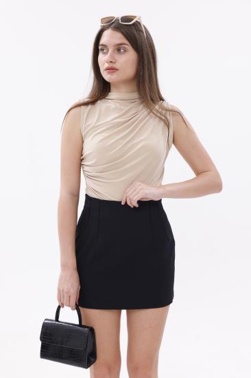 FundacshoosesXGenıus Kadın Pensli Etek İç Göstermez Lamineli Kadın Etek KADIN-ETEK-Siyah