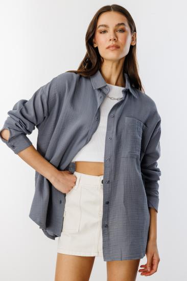 Oversize Basic Müslin Kadın Gömlek KADIN-MÜSLİN-GÖMLEK-Füme
