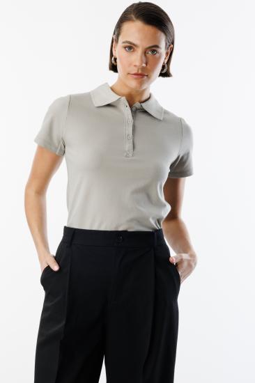 Kadın Basic Polo Yaka Tişört KADIN-POLOYAKA-Gri