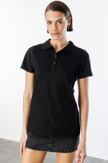 Kadın Basic Polo Yaka Tişört KADIN-POLOYAKA-Siyah