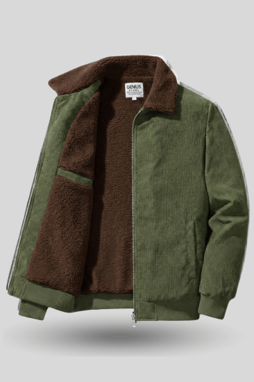 Erkek Kadife Mont Peluş Astarlı Tam Fermuarlı Gömlek Yaka Spor Mont