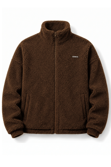 Oversize Peluş Erkek İçi Polarlı Tam Fermuarlı Sherpa Sonbahar Kış Kadın Polar Sweatshirt OVERSIZE-PELUS-Kahverengi