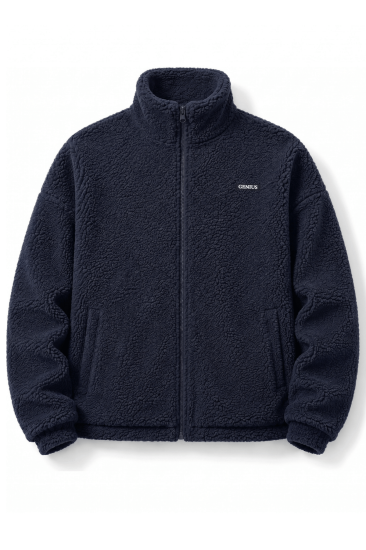 Oversize Peluş Erkek İçi Polarlı Tam Fermuarlı Sherpa Sonbahar Kış Kadın Polar Sweatshirt OVERSIZE-PELUS-Lacivert