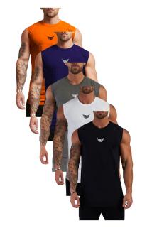 5'li Erkek Nem Emici Hızlı Kuruma Atletik Teknik Performans Sporcu Sıfır Kol T-shirt MG-ATLET5