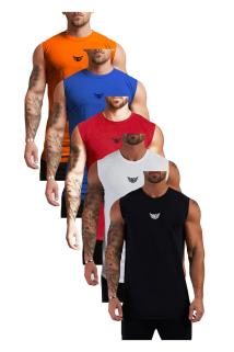 5’li Erkek Nem Emici Hızlı Kuruma Atletik Teknik Performans Sporcu Sıfır Kol T-shirt MG-ATLET5