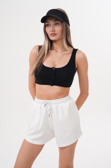 Kadın Modal Şort Beli Lastikli Cepli Şort MODAL-ŞORT-Beyaz