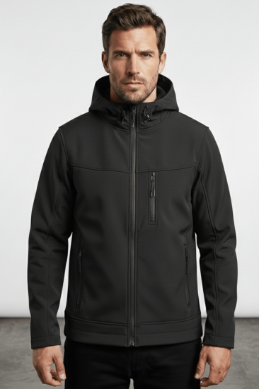 Erkek Mont İçi Polarlı Softshell Mont Su ve Rüzgar Geçirmez Kapüşonlu Spor Mont