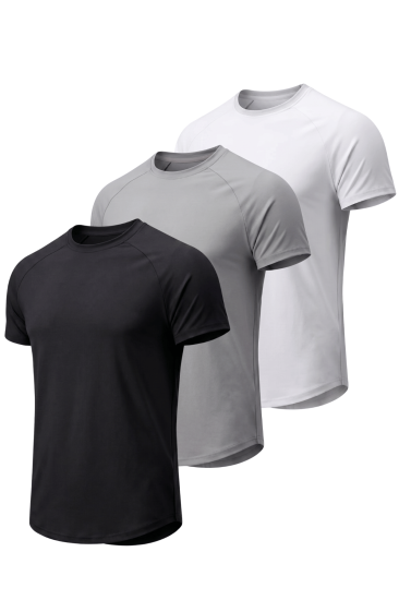 3’lü Paket Erkek Spor Tişört Pamuklu Esnek Günlük Kullanıma Uygun Premium Rahat KalıpT-shirt