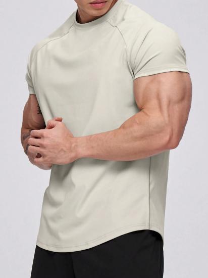 Erkek Spor Tişört Running Sports Gym Reglan Oval Kesim Penye T-shirt OVALT-SHİRT-Bej