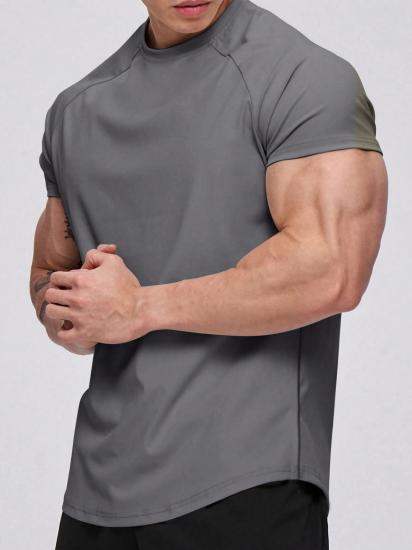 Erkek Spor Tişört Running Sports Gym Reglan Oval Kesim Penye T-shirt OVALT-SHİRT-Füme