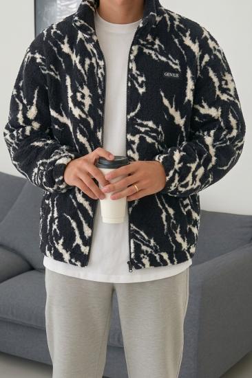 Oversize Peluş Tam Fermuarlı Sweatshirt Peluş İçi Polarlı Sherpa Kumaş Sweatshirt-DALMAÇYALI