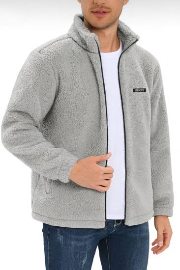 Oversize Peluş Sweatshirt Erkek Polar Sweatshirt Erkek Sweatshirt OVERSIZE-PELUSS-Gri