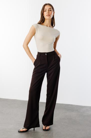 Kadın Oversize Palazzo Pantolon PANTOLON-001-Kahverengi