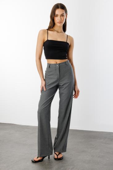 Kadın Yüksek Bel Wide Leg Kumaş Pantolon PANTOLON-004-Antrasit