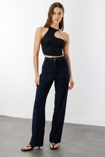 Kadın Yüksek Bel Wide Leg Kumaş Pantolon PANTOLON-004-Lacivert