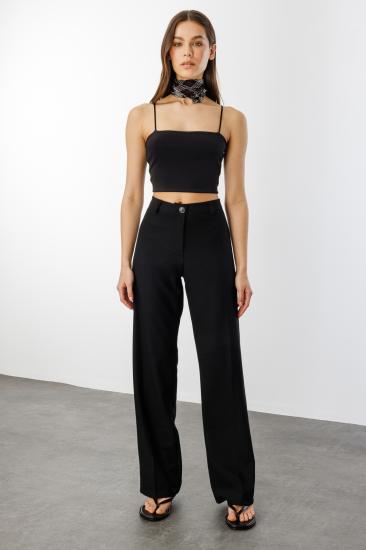 Kadın Yüksek Bel Wide Leg Kumaş Pantolon PANTOLON-004-Siyah