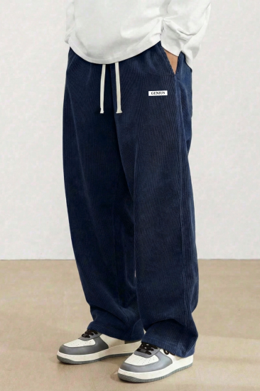 GENIUS Erkek Pantolon Fitilli Kadife Bol Paça Oversize Pantolon