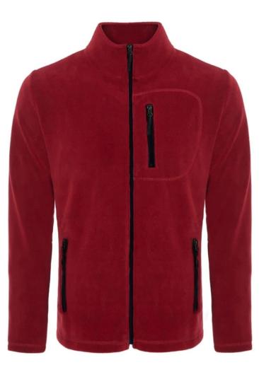 Genıus Store Erkek Polar Tam Fermuarlı 3 Cepli Outdoor Polar Ceket Tactical Flecee POLAR-GNS-BORDO