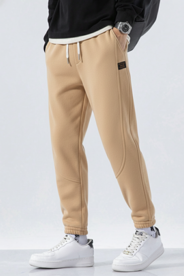 Genıus Store Erkek Eşofman İçi Polarlı Bağcıklı Bel Jogger Spor Eşofman Altı SPOR-ESF01-Bej