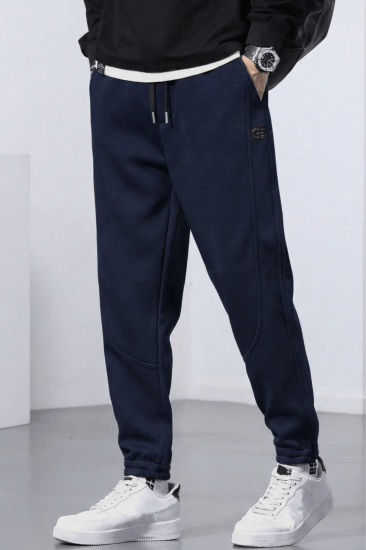 Genıus Store Erkek Eşofman İçi Polarlı Bağcıklı Bel Jogger Spor Eşofman Altı SPOR-ESF001-Lacivert