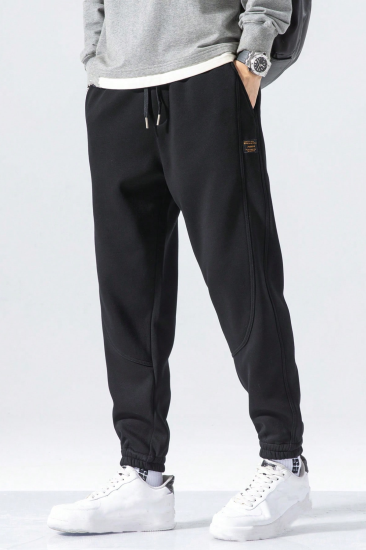 Genıus Store Erkek Eşofman İçi Polarlı Bağcıklı Bel Jogger Spor Eşofman Altı SPOR-ESF001-Siyah