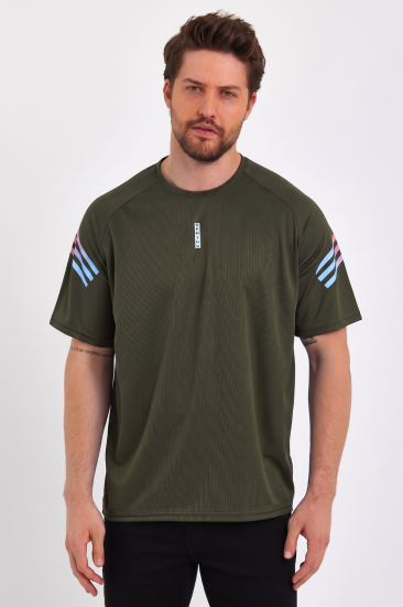 Store Erkek Spor Tişört Baskılı Fitness, Antrenman Fit T-shirt-Haki