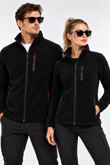 Unisex Polar Tam Fermuarlı 3 Cepli Tüylenme Yapmaz Soğuğa Karşı Dayanaklı Spor Erkek-Kadın Polar Tekli