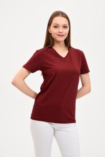 Kadın V Yaka Basic Bordo Tişört