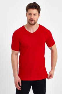 Erkek V Yaka Basic Kırmızı Tişört