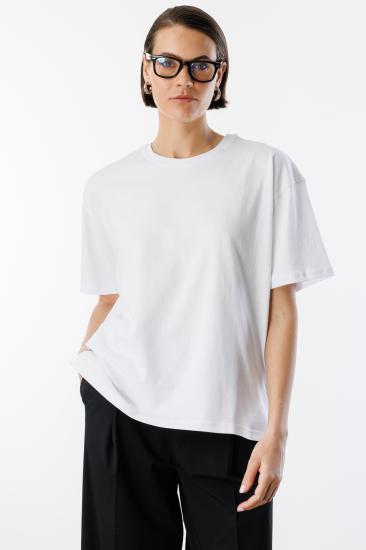 Kadın %100 Organik Pamuk Relaxed Fit Yırtmaçlı Yuvarlak Yaka T-shirt YIRTMAÇLI-T-SHIRT