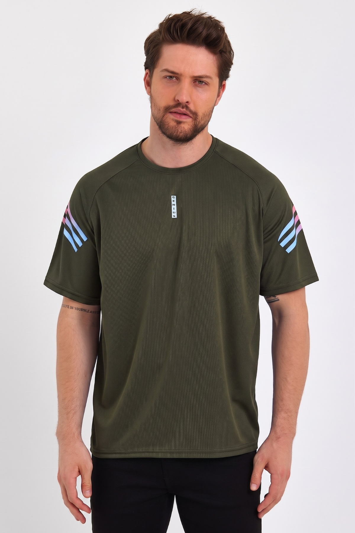 Store%20Erkek%20Spor%20Tişört%20Baskılı%20Fitness,%20Antrenman%20Fit%20T-shirt-Haki