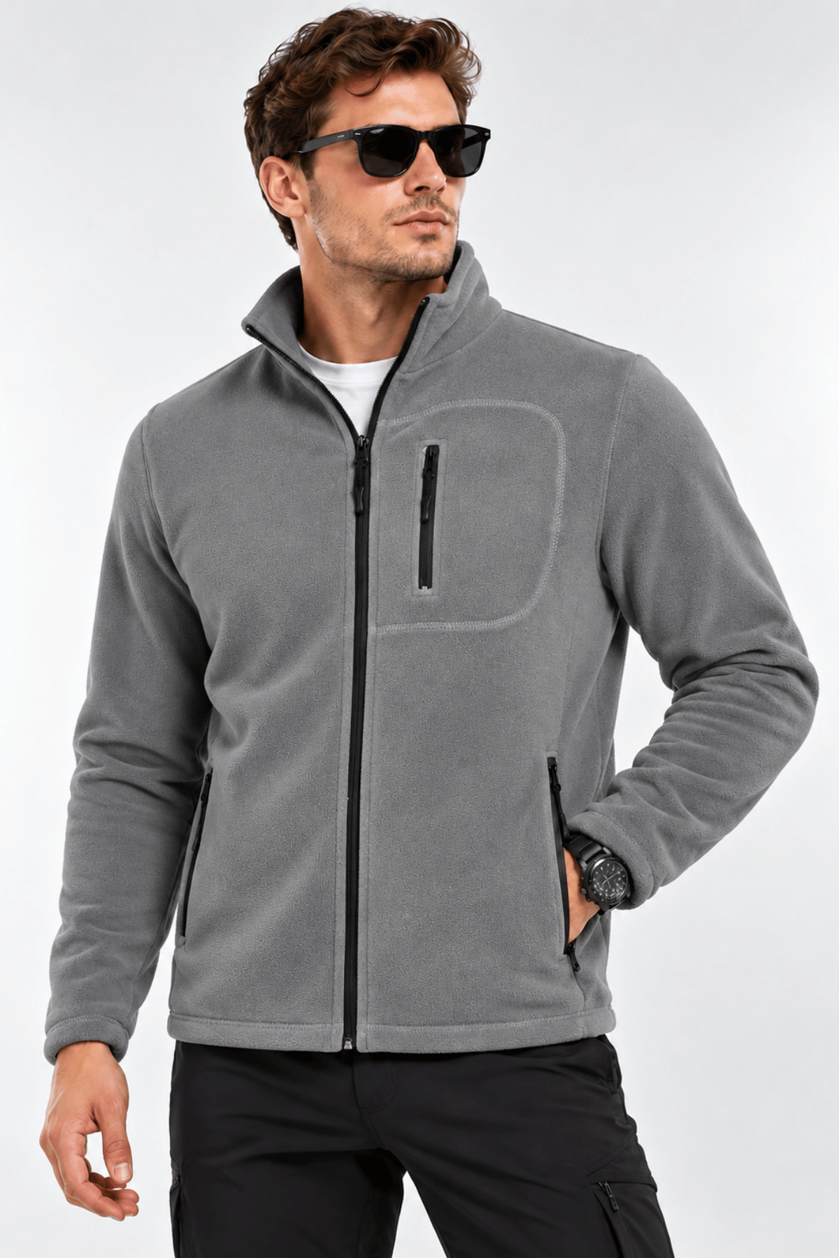 Unisex%20Polar%20Tam%20Fermuarlı%203%20Cepli%20Tüylenme%20Yapmaz%20Soğuğa%20Karşı%20Dayanaklı%20Spor%20Erkek-Kadın%20Polar%20Tekli-Gri