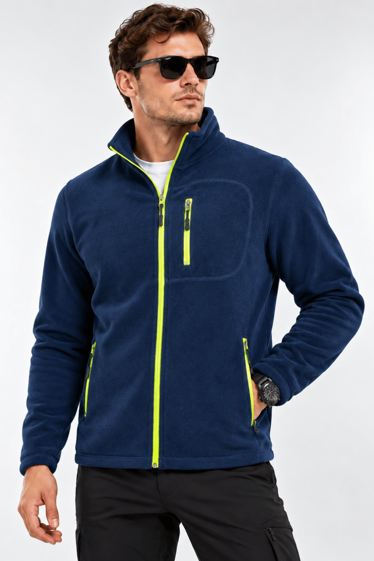 Unisex%20Polar%20Tam%20Fermuarlı%203%20Cepli%20Tüylenme%20Yapmaz%20Soğuğa%20Karşı%20Dayanaklı%20Spor%20Erkek-Kadın%20Polar%20Tekli-İndigo