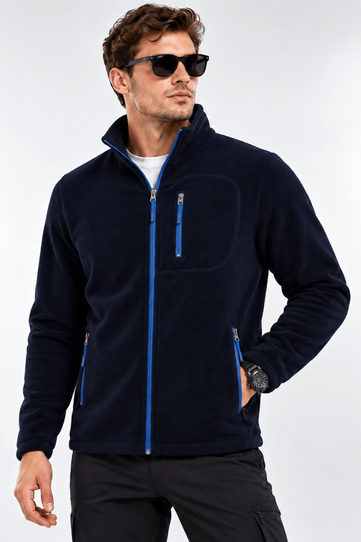 Unisex%20Polar%20Tam%20Fermuarlı%203%20Cepli%20Tüylenme%20Yapmaz%20Soğuğa%20Karşı%20Dayanaklı%20Spor%20Erkek-Kadın%20Polar%20Tekli-Lacivert