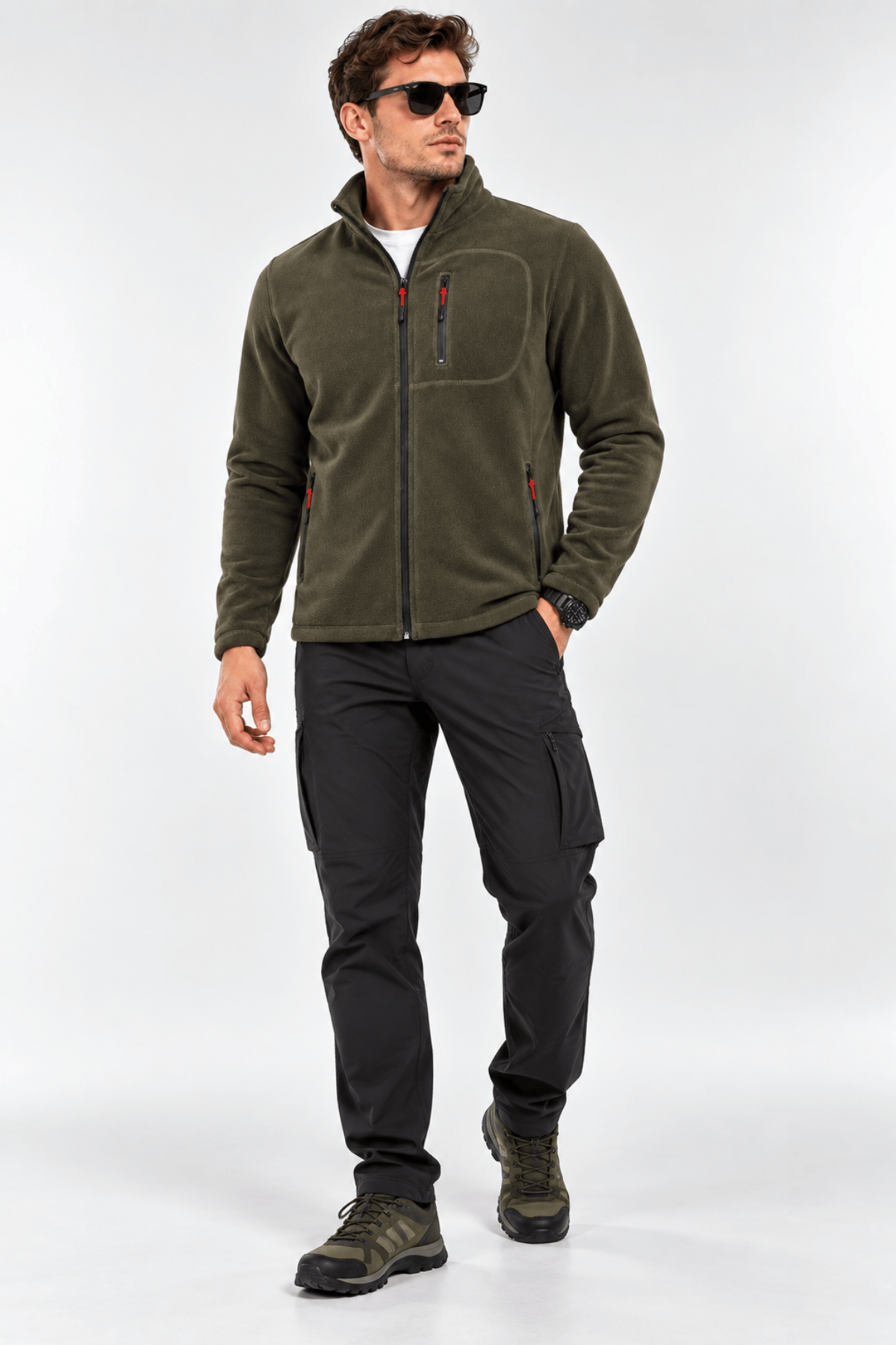 Unisex%20Polar%20Tam%20Fermuarlı%203%20Cepli%20Tüylenme%20Yapmaz%20Soğuğa%20Karşı%20Dayanaklı%20Spor%20Erkek-Kadın%20Polar%20Tekli-Haki