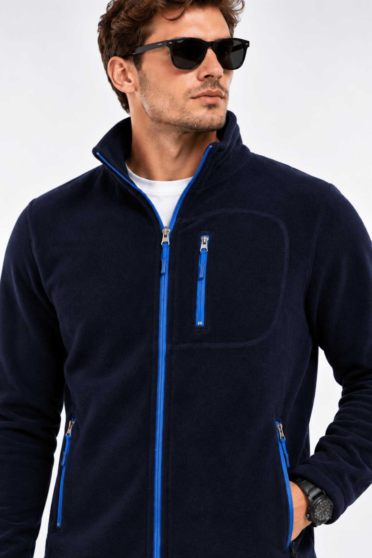 Unisex%20Polar%20Tam%20Fermuarlı%203%20Cepli%20Tüylenme%20Yapmaz%20Soğuğa%20Karşı%20Dayanaklı%20Spor%20Erkek-Kadın%20Polar%20Tekli-Lacivert