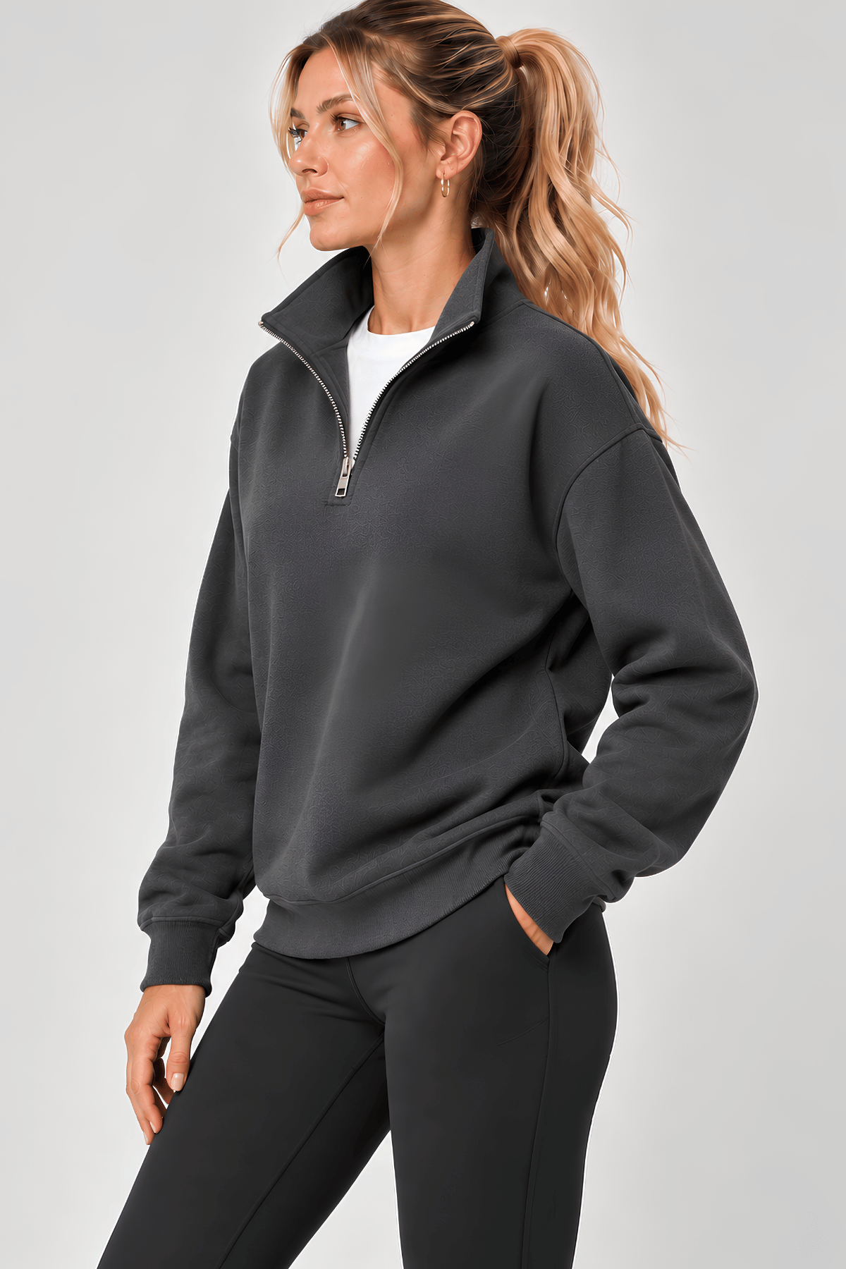 Kadın%20Sweatshirt%20Dik%20Yaka%20Yarım%20Fermuarlı%20Oversize%20Kalıp%20İçi%20Polarlı%20Spor%20Sweatshirt%20YARIM-KADINSWEAT-Füme