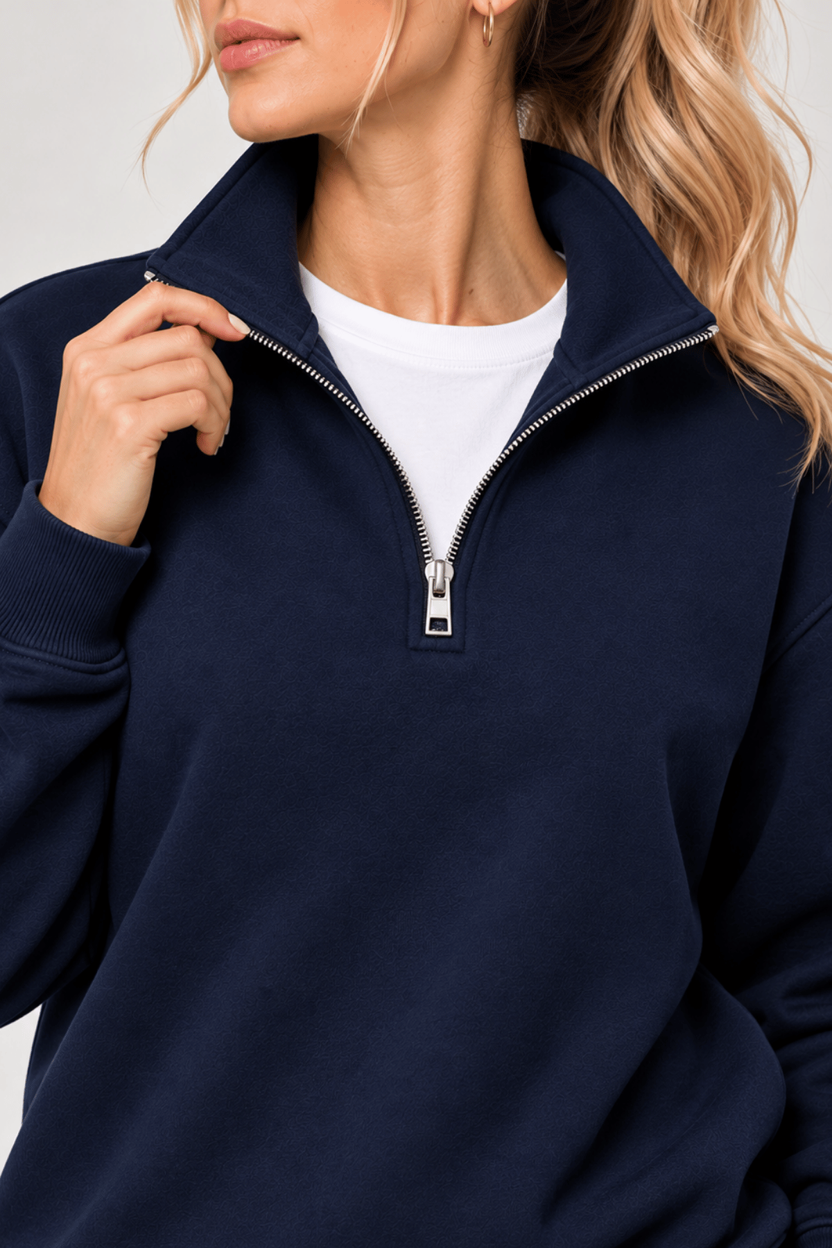 Kadın%20Sweatshirt%20Dik%20Yaka%20Yarım%20Fermuarlı%20Oversize%20Kalıp%20İçi%20Polarlı%20Spor%20Sweatshirt%20YARIM-KADINSWEAT-Lacivert